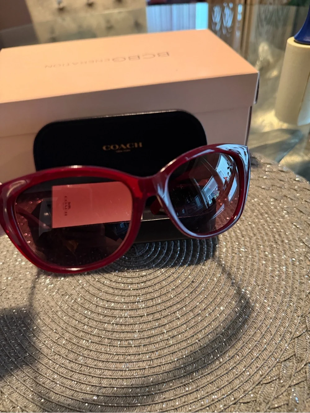 COACH Women's Burgundy Oversized Classic Sunglasses